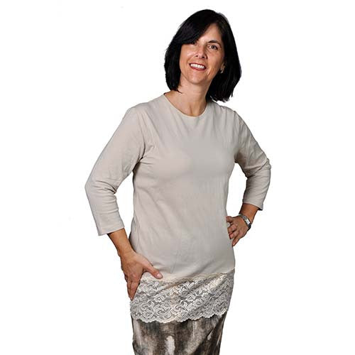 Lacey Cotton Shell - 3/4 sleeve.