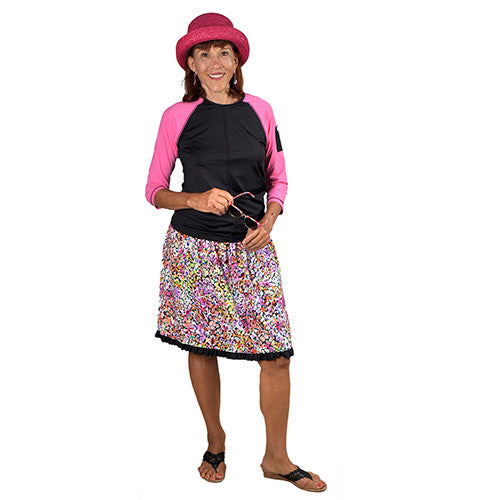 Match our aquaskirts with great UV tops also made with UV protective swimwear material perfect as a full cover swimsuit