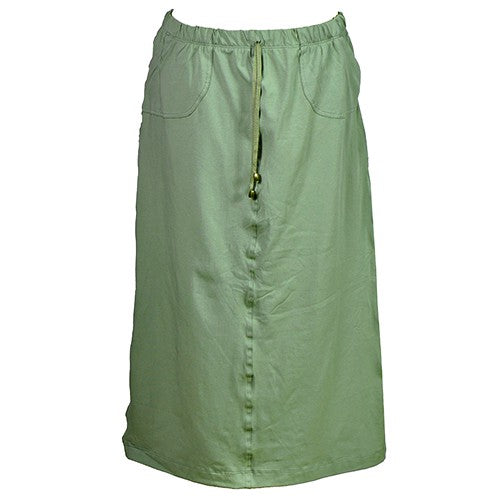 Drawstring Midi Skirt with Pockets - Cotton Knit.