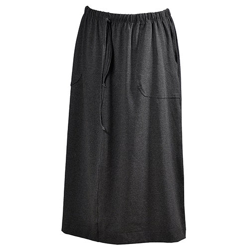 Drawstring Midi Skirt with Pockets - Cotton Knit.