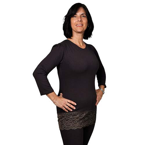 Lacey Cotton Shell - 3/4 sleeve.
