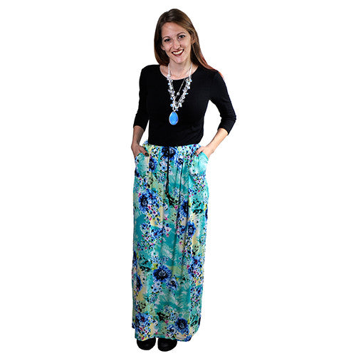 Drawstring Maxi Skirt with Pockets.