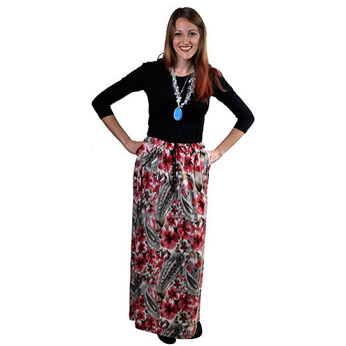 Drawstring Maxi Skirt with Pockets.