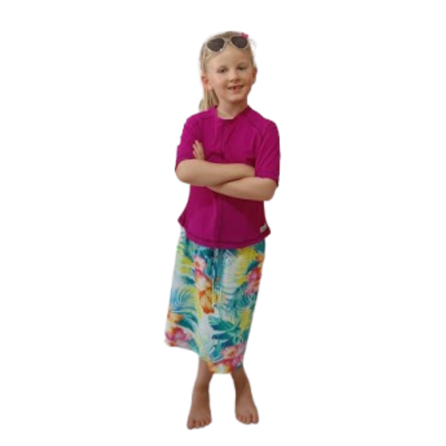 Girls UV SwimSkort Set - Top (Short Sleeve) & Skort with Attached Pants (mix & match)