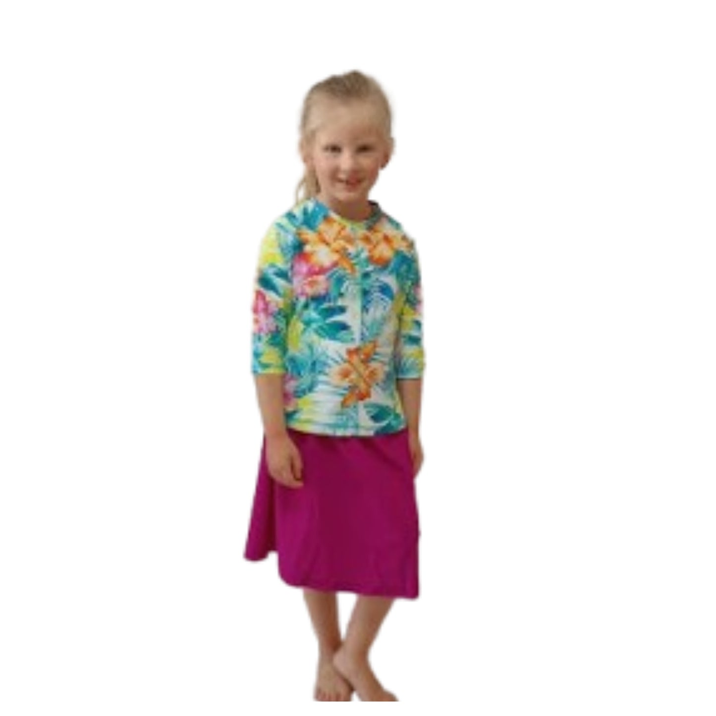 Girls UV SwimSkort Set - Top (3/4) & Skort with Attached Pants (mix & match)