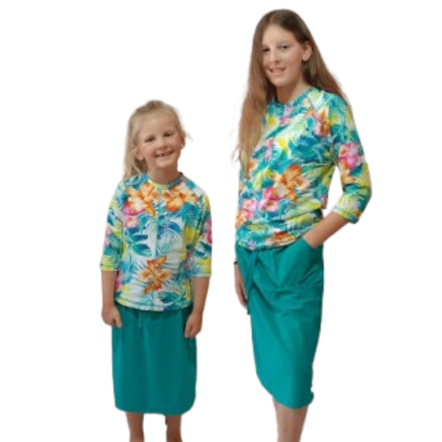 Girls UV SwimSkort Set - Top (3/4) & Skort with Attached Pants (mix & match)