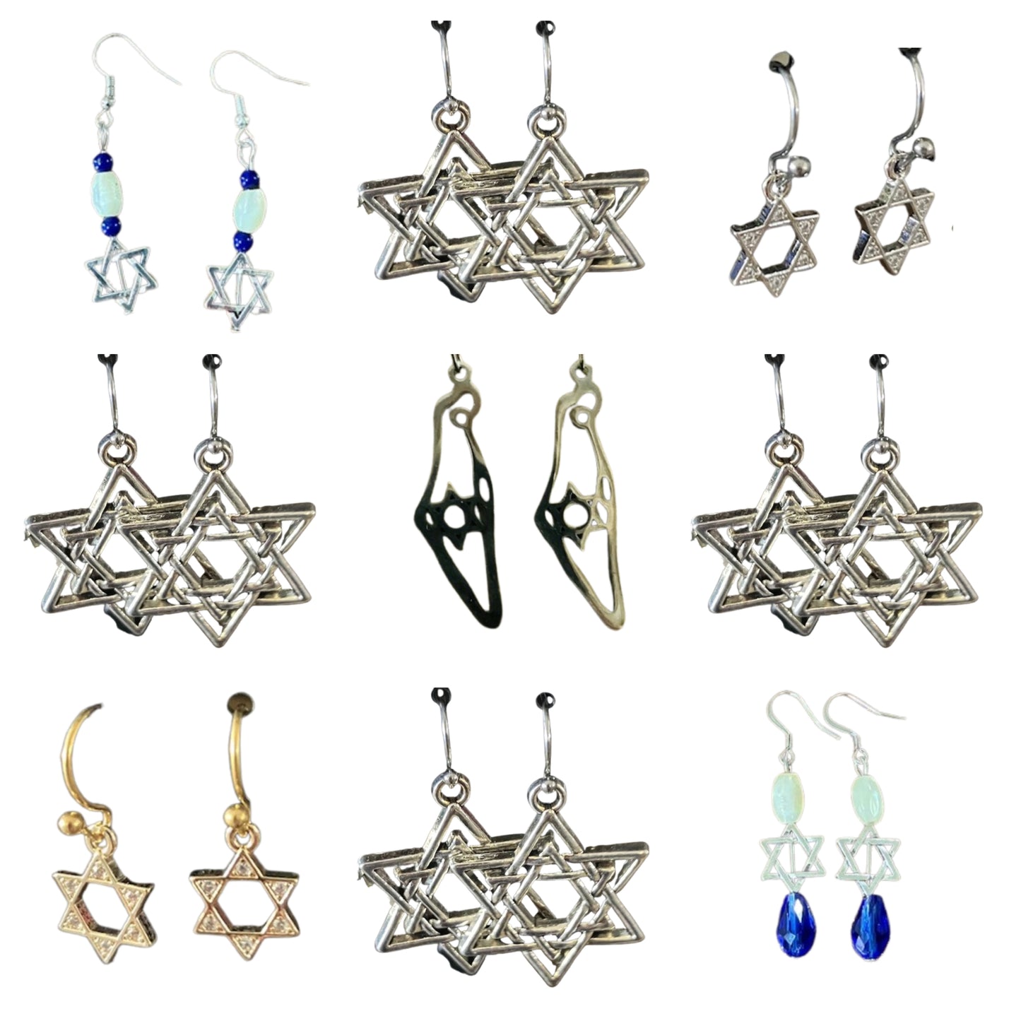 Dangle Earrings - Jewish Pride / Magen David / Star of David / Map of Israel