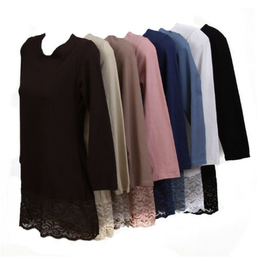 Lacey Cotton Shell - 3/4 sleeve.