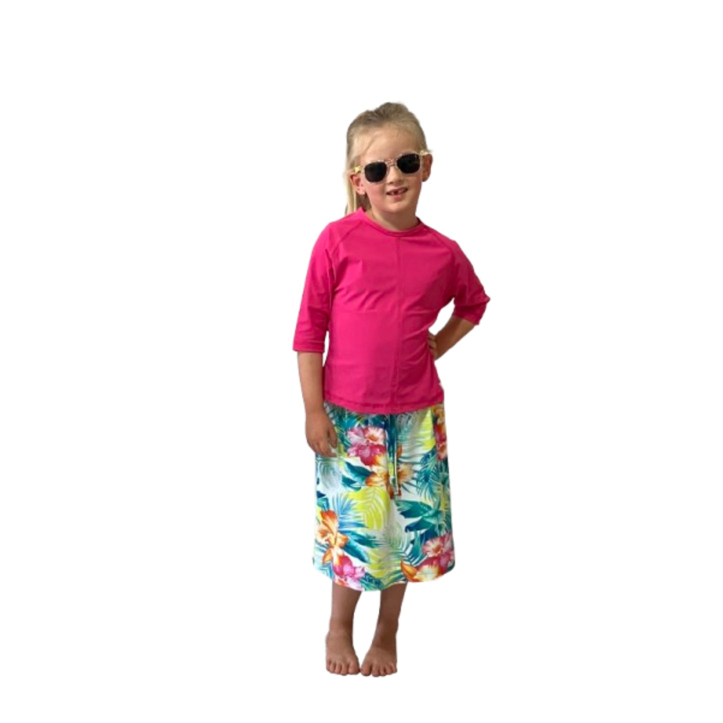 Girls UV SwimSkort Set - Top (Short Sleeve) & Skort with Attached Pants (mix & match)