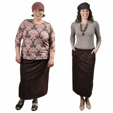  Drawstring Midi Skirt with Pockets - Cotton Knit