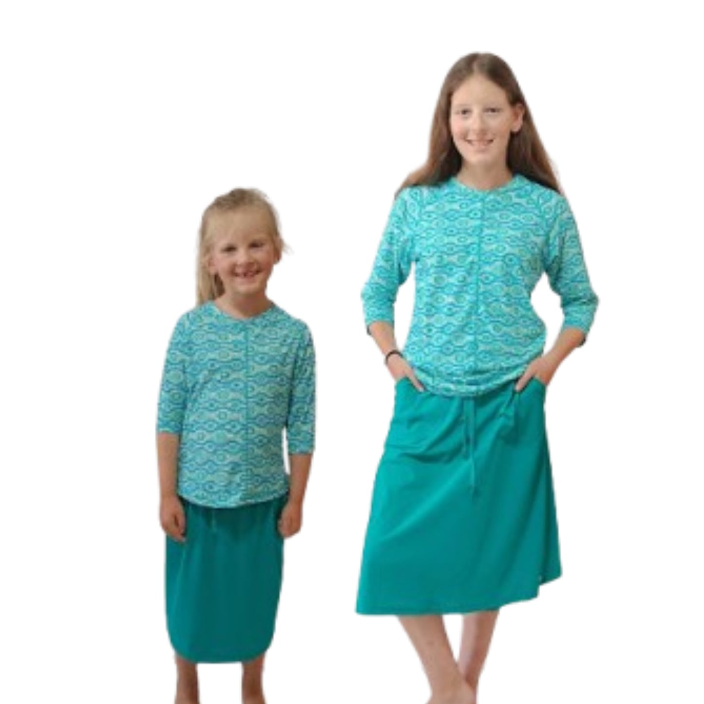 Girls UV SwimSkort Set - Top (3/4) & Skort with Attached Pants (mix & match)
