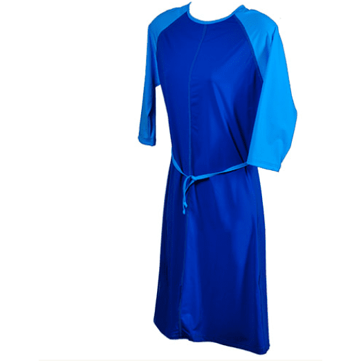 Girls & Teens UV Dark Blue active wear dress Set With Light Blue Detail and Coordinating  Swimpants - MarSeaModest