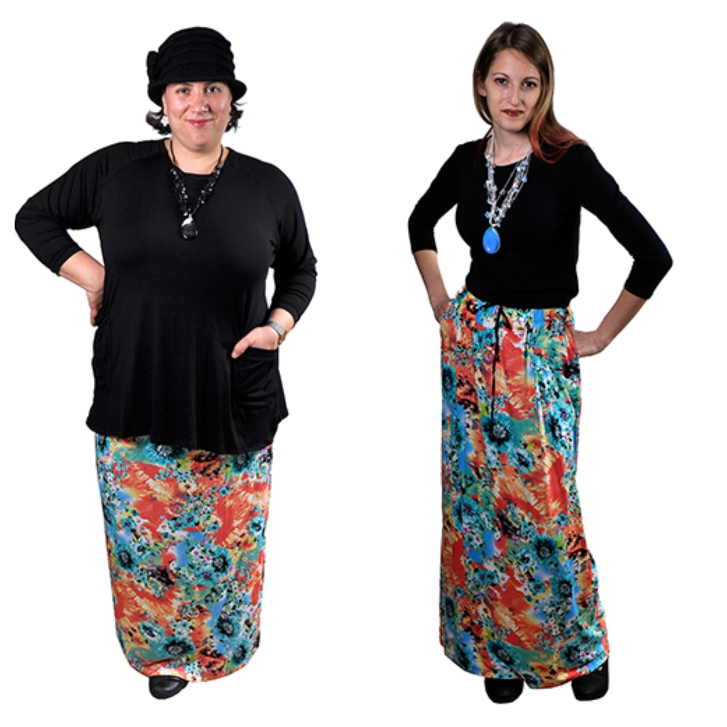Drawstring Maxi Skirt with Pockets.