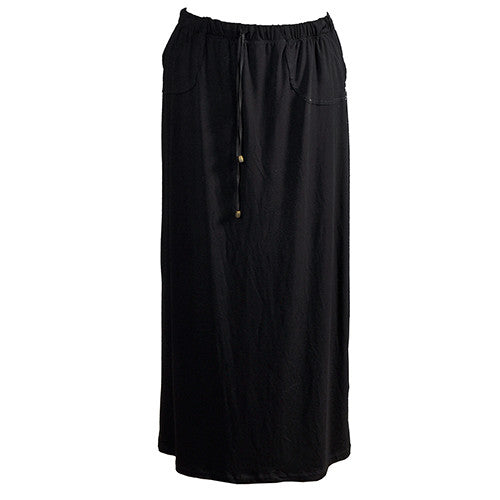 Drawstring Maxi Skirt with Pockets