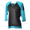 Black Swim and Sports  V-Neck Top and UV Rashguard with wakiki 3/4" Sleeves and wakiki detail- MarSea Modest