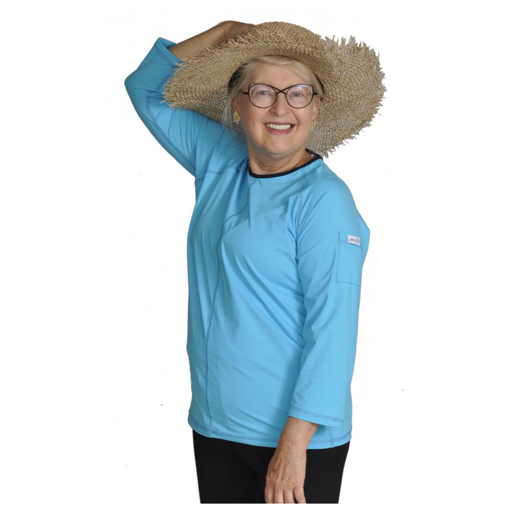 
                      
                        שחייה וספורט UV Top &amp; Rashguard - מוצקי צוואר עגול ארץ (שרוול 3/4)
                      
                    