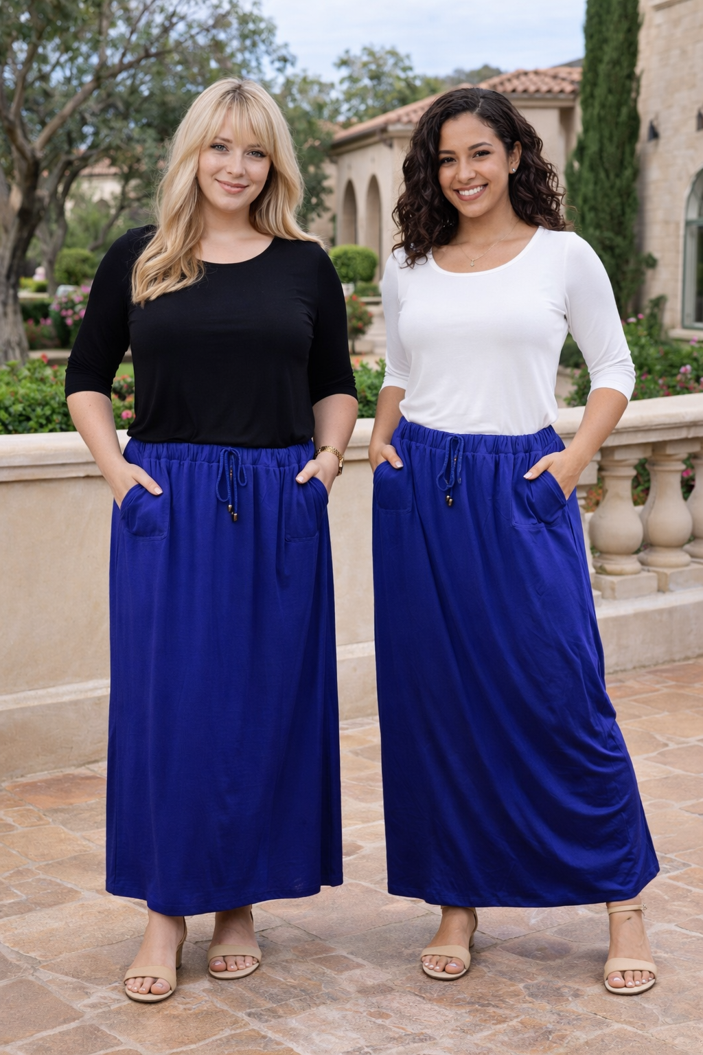 חצאית מקסי שרוך עם כיסים