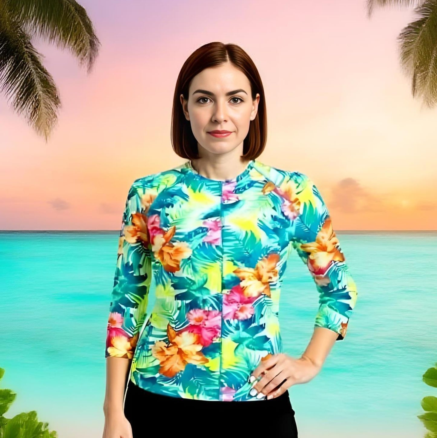 Swim & Sports UV Top & Rashguard - Printed - 3/4 sleeve